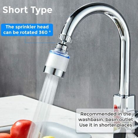 Filtro per rubinetto, filtro anticalcare rotante a 360°, filtro per l'acqua del rubinetto, purificatore d'acqua per rubinetto di cucina e bagno (1/4)
