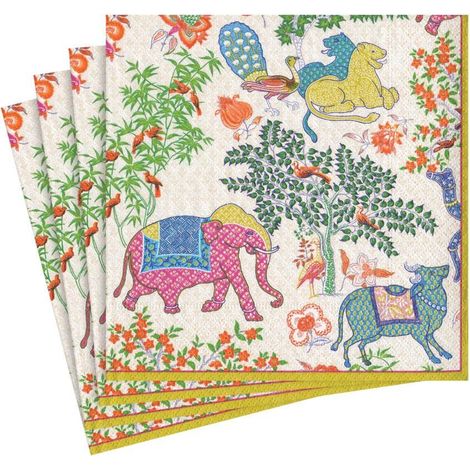 Caspari - Tovagliolo di Carta, Motivo Les Jardins De Mysore, Multicolore (1/5)