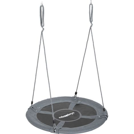 Relaxdays Nest Swing, XL Hanging Swing, up to 300 kg, Kids & Adults, Adjustable, Outdoor, Ø 100 cm, Grey (1/5)