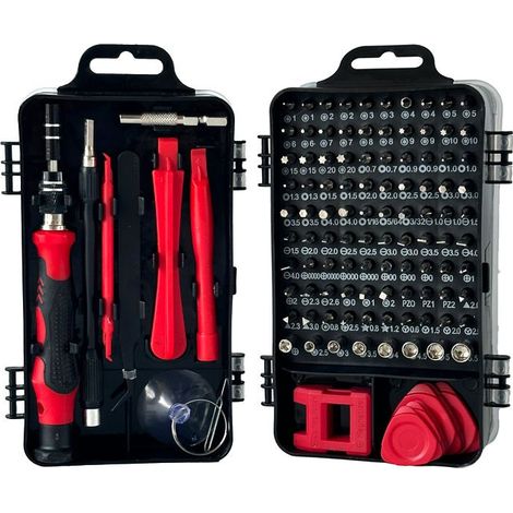115 en 1 Mini jeu de tournevis(Rouge) de précision jeu de tournevis de précision pour Machine à laver climatiseur réfrigérateur voiture électrique (1/5)