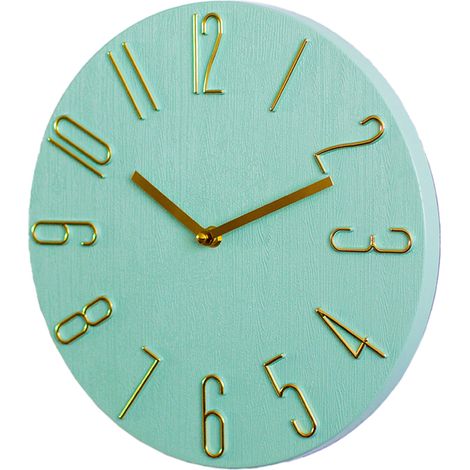 Horloge murale silencieuse, ronde, facile à lire, style minimaliste moderne, bleue