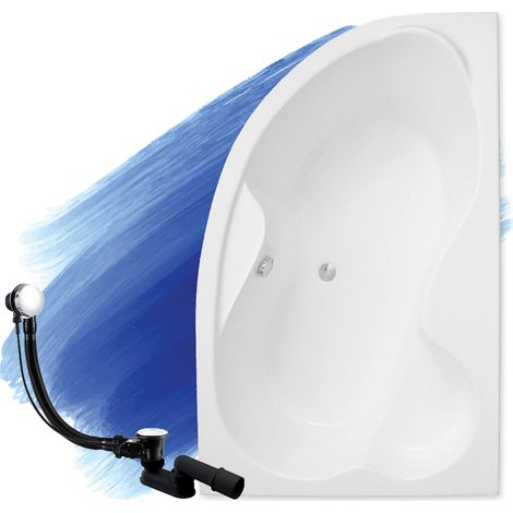 Baignoire Bain d'angle 160x105 Droite, Siphon de bain et pieds (support) - Set 3en1 - Fabriqué en UE - BADLAND MEGA