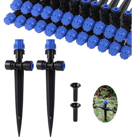 Set of 12 drip irrigation emitters, with 360-degree adjustable water flow, pressure emitters for 1/4-inch tubing, garden drip emitters (1/5)