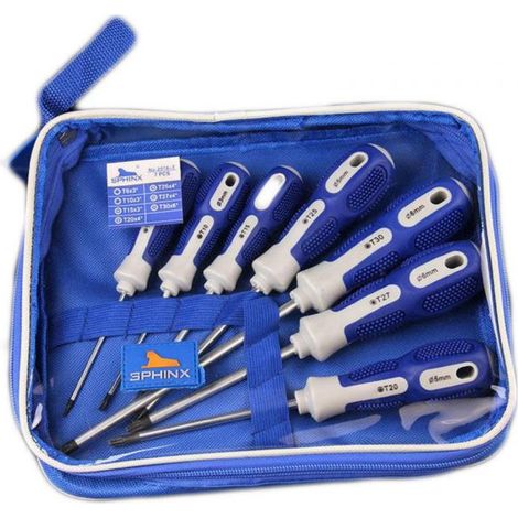 SET KIT 7 PZ CACCIAVITI A T TORX T6 T10 T15 T20 T25 T27 T30 BORSA RICHIUDIBILE (1/2)