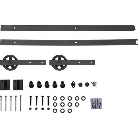 Kit de glissière pour porte coulissante en bois 1,83m, à une porte, avec roulettes, accessoires de quincaillerie pour entrepôt et armoire (1/5)