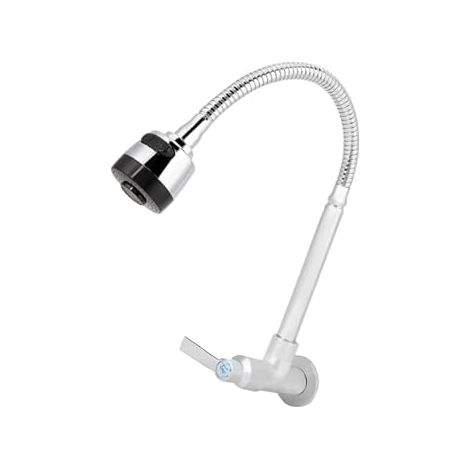 Rubinetto da Cucina a Parete in Metallo G1/2 Pollici, Rotazione 360°, 2 Modalità con Maniglia Unica, per Casa, Giardino, Bagno, Lavanderia. (1/4)