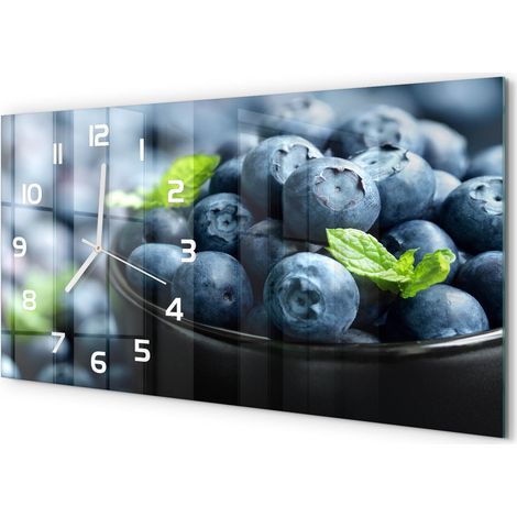 Horloge Murale XXL 60x30 cm Design Moderne en Verre Trempé Salon Salle à Manger Myrtilles (1/5)