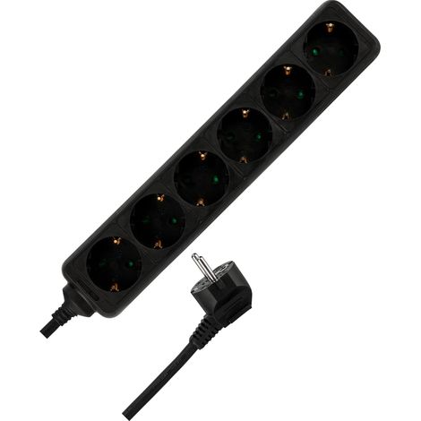 REV Ritter 0512364555, Ciabatta multipresa x6 KS 1,4 m, colore: Nero (1/4)