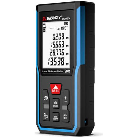 royaluxe-Télémètre Laser Numérique, H-D100A 100 Mètre Laser numérique,Mesure du théorème de Longueur/Zone/Volume/Théorème de Pythagore avec Rétroéclairage LCD, IP54