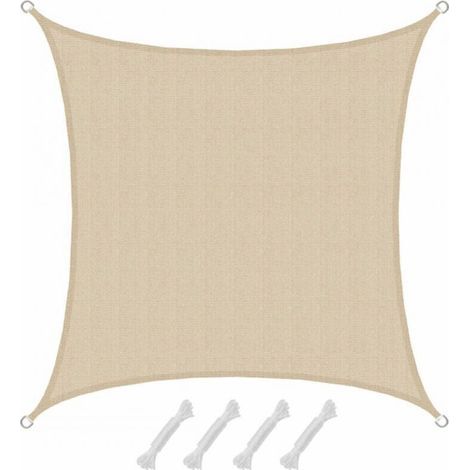 UV Shade Sail 2x2m HDPE Square Sun Protection Garden Canvas Beige (1/3)