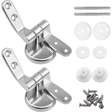 Attaches Charnière Abattant WC, Lot de 2 Charnières de Rechange pour Lunette de Toilette avec Fixations en Alliage de Zinc (1/5)