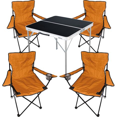5-teiliges Campingmöbel Set schwarz - orange-MMC330883B+4xMPO2468 (1/4)