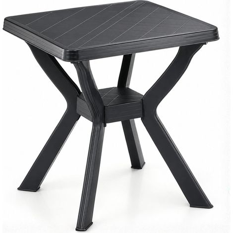 Tavolo quadrato in plastica rigida da giardino - Misura 70x70x72 cm - Tavolino Antracite da campeggio salvaspazio e facile da riporre, per esterno ed interno (1/5)