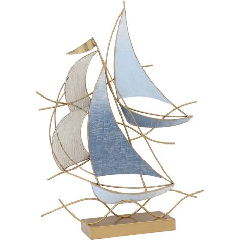 Signes Grimalt Adorno Pared Jardín Adorno Pared Figura Veleros Apliques Metal Azul 10x42x60cm 34156