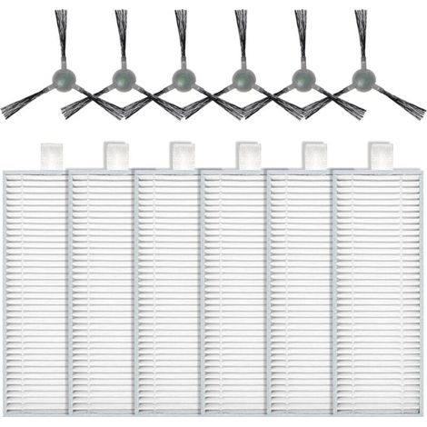 Accessoires pour Lefant M210 M210P M210S M210B M213 M213S, pour OKP Life K2 K3 K3A K5 K6 Robot aspirateur Pièce de rechange, 6 filtres HEPA + 6 brosses latérales (1/5)