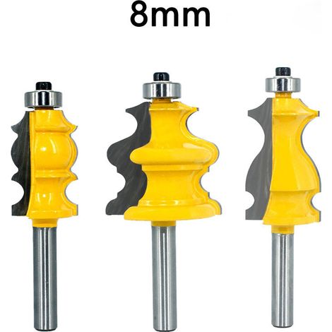 Lot de 3 Fraise Defonceuse 8mm, Fraises pour Défonceuses, Outils pour le Travail du Bois, Machines à Graver, Outils pour Machines à Découper, Pour Couper du Bois (8mm) (1/5)