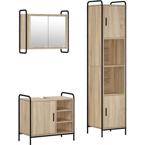 Set di Armadi da Bagno 3 pz Rovere Sonoma 40 x 36 x 181 cm vidaXL (1/5)