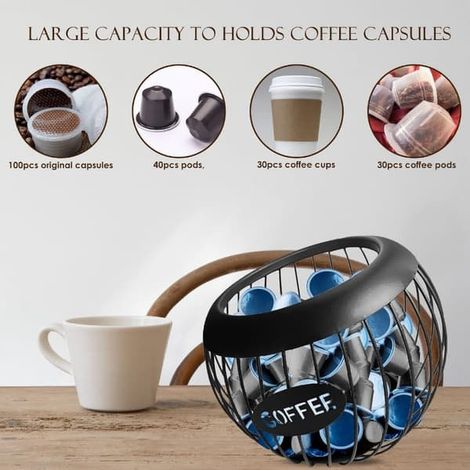 Bol porte-capsules de café, organisateur de capsules d'espresso, panier de rangement pour capsules de café (1/4)