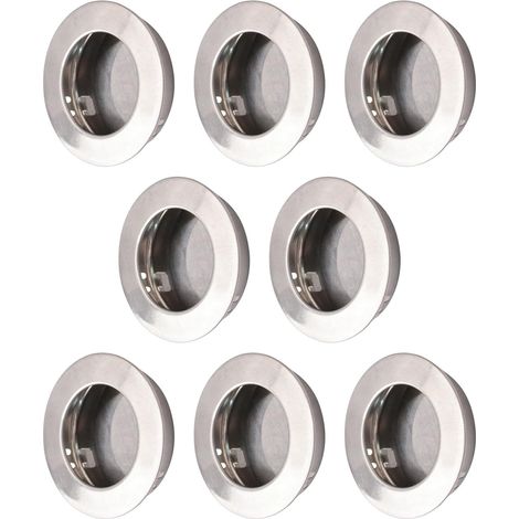 Confezione da 8 maniglie rotonde incassate per porte scorrevoli in acciaio inox, maniglie per porte scorrevoli incassate per porte scorrevoli in acciaio inox, maniglie invisibili per porte (acciaio in (1/5)