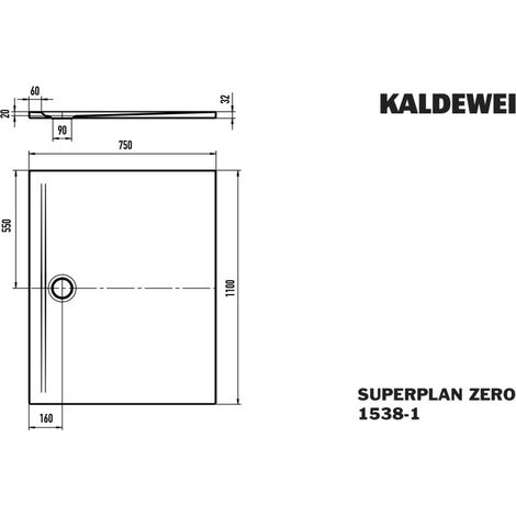 Kaldewei 353800012001 DW SUPERPLAN ZERO Mod.1538-1, 750 x