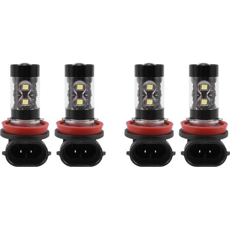 Lot de 4 ampoules LED H11/H8 10-SMD haute puissance 50 W ultra-lumineuses pour feux antibrouillard de voiture, blanc xénon (1/5)