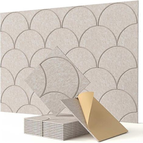 Lot de 12 panneaux muraux acoustiques autocollants, haute densité, 30 x 30 cm, pour portes, plafonds, bureaux à domicile, etc. (1/5)
