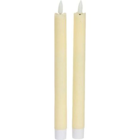 25cm Set of 2 Battery Operated Cream Flameless LED Table Candles (1/2)