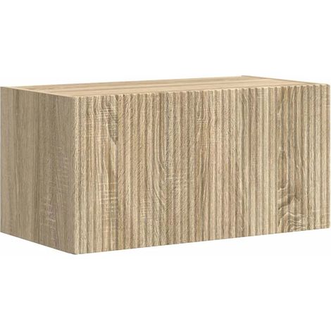 Mueble TV de pared moderno con estantes 60 x 31 x 29 cm diseño minimalista para sala de estar de madera contrachapada sonoma 020054889 (1/5)