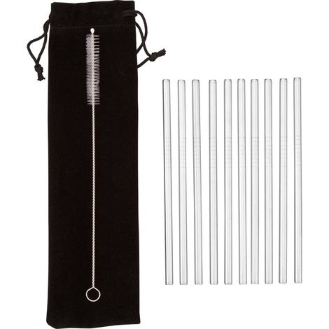 Interiors by Premier Sleek Design Set Of 10 Short Cocktail Straws, Reusable Straws With Drawstring Pouch, Hygienic Straws Steel (1/3)