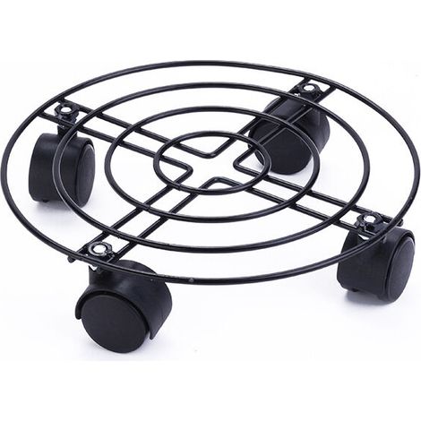 Support à roulettes pour Pot de Fleur ÉDITION Noire Ø 25 x 6 cm I Roule Pot pour intérieur I Support Roulant en Acier, revêtement Noir, avec Bordure I Capacité de Charge 60 kg (1/4)