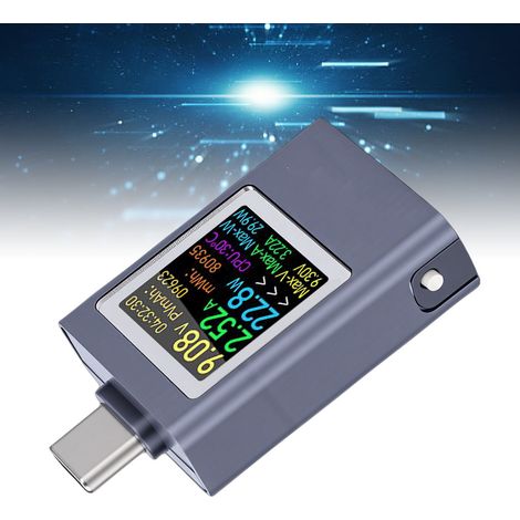 Multimètre USB multifonctionnel à écran couleur HDC-085C : mesure de tension, courant et puissance, 600 W. Convient pour tester les chargeurs, les batteries et les appareils électroniques, 4,5 50 V, (1/5)