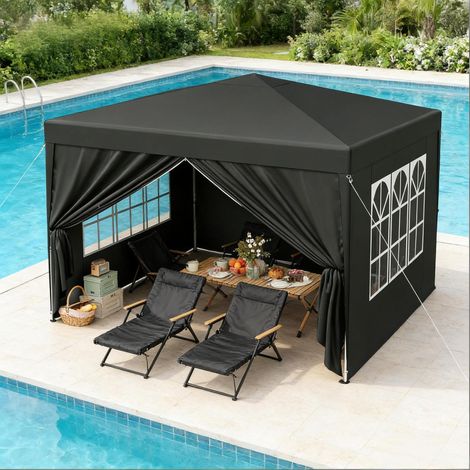 Pabellón jardín plegable impermeable gris 3x3 m HAVRYA (1/4)
