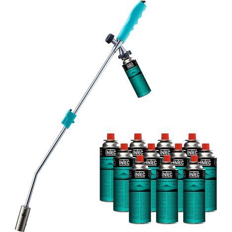 Désherbeur thermique gaz 1300°C – 12 cartouches butane 250g – Poignée ergonomique – Allumage piézo-électrique – Kz Garden