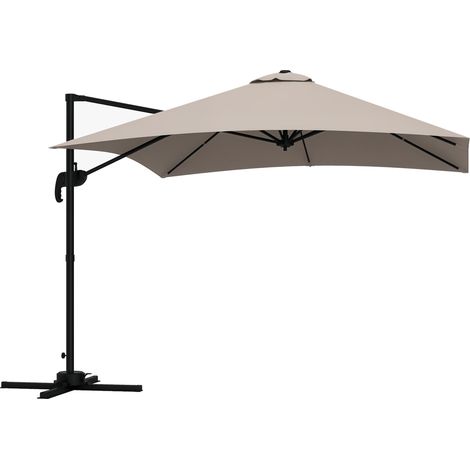Parasol 3x3 m à 8 baleenes, avec pédale et manivelle, en alumenium et polyester, couleur kaki, parfait pour profiter de l'ombre et de la protection solaire dans votre jardin, sur votre balcon ou à ...