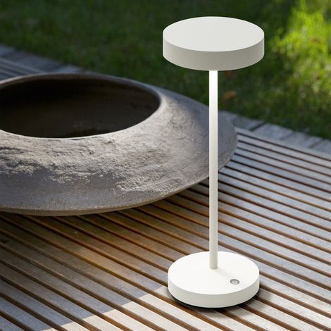 [NEUWERTIG] B-Ware Ideal Lux Tischleuchte Tischlampe LED Akku Toffee weiß Metall mobil außen innen (1/2)