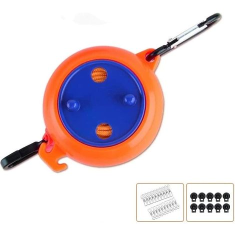 Corde à linge rétractable portable 8 m, orange, pour voyage et camping – DELKEVIC (1/5)
