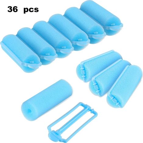 Packung mit 36 Schaumschwamm-Lockenwicklern, Flexible Haarstyling-Lockenwickler, Schwamm-Lockenwickler für das Haarstyling(Blau) (1/5)