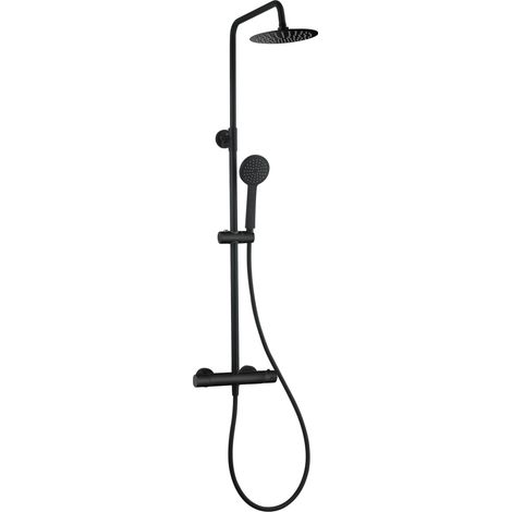 Set Samar sistema doccia rubinetteria nero opaco set completo termostatica