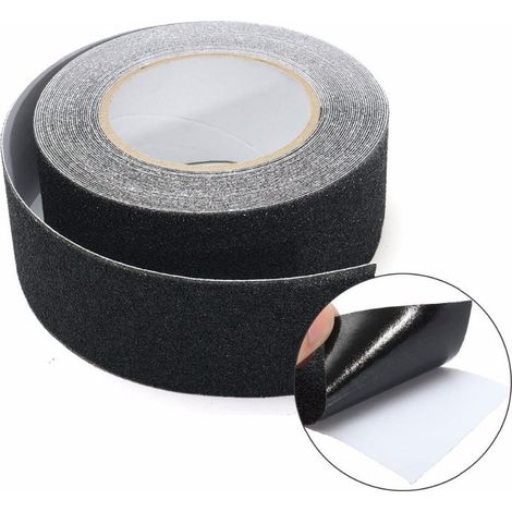 Sollbry Bande Antidérapante de Sécurité Antidérapant Auto-adhésive Antiderapant pour Escaliers Intérieurs et Extérieurs 2.5cm x 5m Noir (1/4)