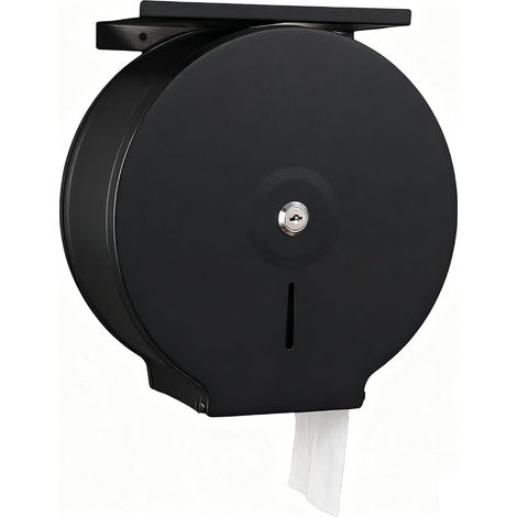 Distributeur de Serviettes en Acier Inoxydable verrouillable - Porte-Papier Toilette - Diamètre 255mm Broche 40mm - Noir (1/5)