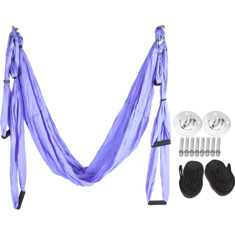 Hamac de yoga ultraléger, hamac de yoga anti-gravité, accessoires de fitness à domicile, bleu et violet (1/5)
