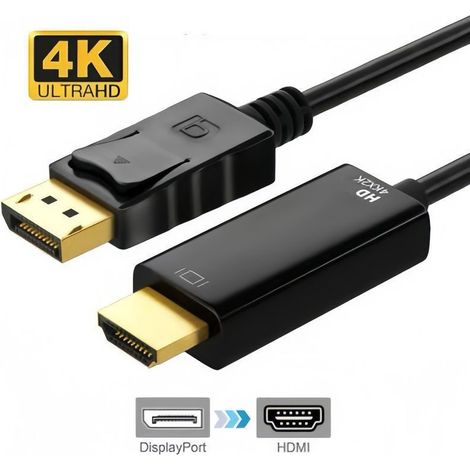 Câble DisplayPort vers HDMI - 4K 30Hz - 1.8 m - Noir - Adaptateur mâle (1/4)