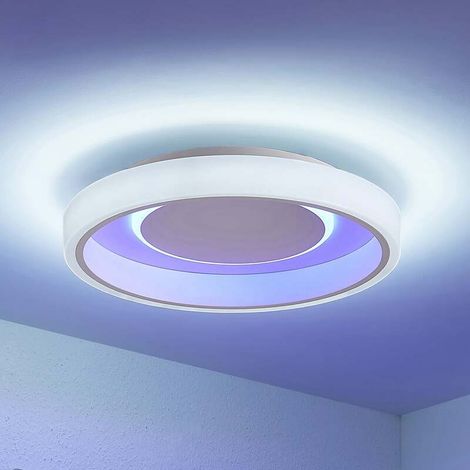 [GEBRAUCHT] B-Ware Lindby Deckenleuchte Wikani LED Lampe dimmbar RGB CCT weiß Ø 49 cm Fernbedienung (1/2)