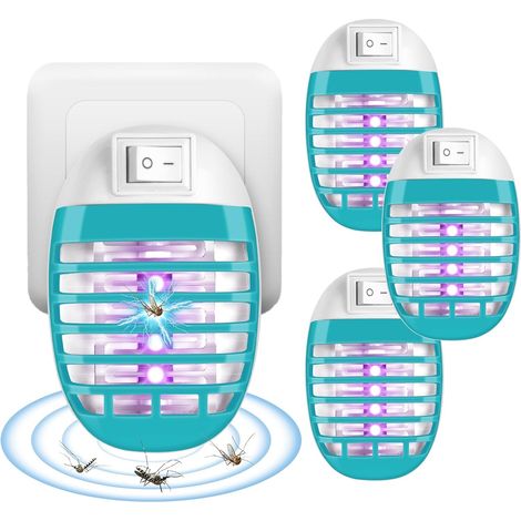 Anti Moustique Lampe, 4PCS Moustique Tueur Lampe, Lampe UV Tueur d'Insectes Electrique, Destructeur de Mouches Intérieur, Piège à Mouches Efficace, Tuer Les moustiques et Autres Insectes Volants
