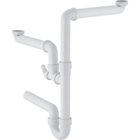 Geberit - Geruchsverschluss für Doppel-Spültische, mit Winkel-Schlauchklemme, waagrechter Auslauf, d 50 mm 152.818.11.1 (1/5)