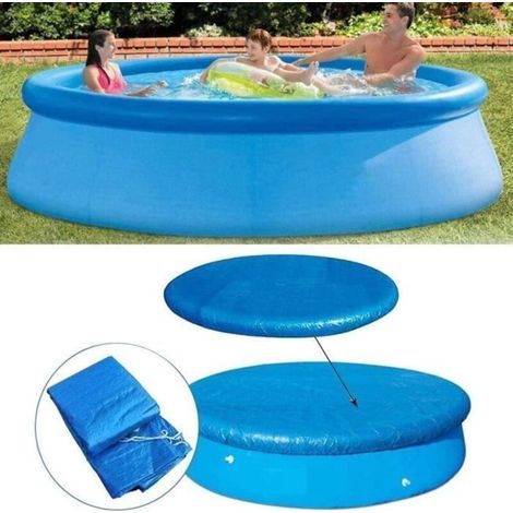 Bâche de piscine ronde de 305 cm de diamètre, imperméable et anti-poussière, bleue, pour piscine de 10 pieds (305 cm). (1/5)