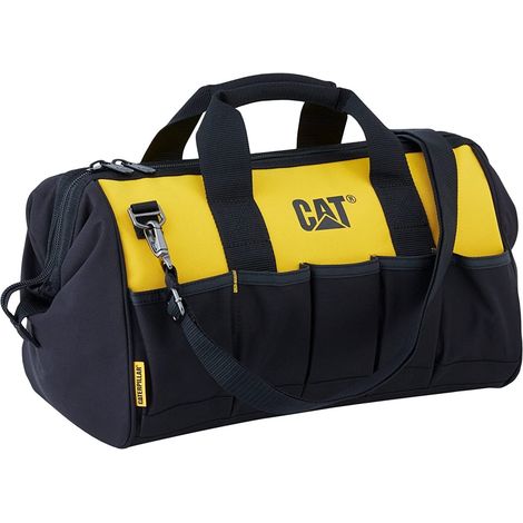 Sac à outils 28Litres 10 poches ext. Fond renforcé Bandoulière réglable Sac de chantier CAT (1/5)