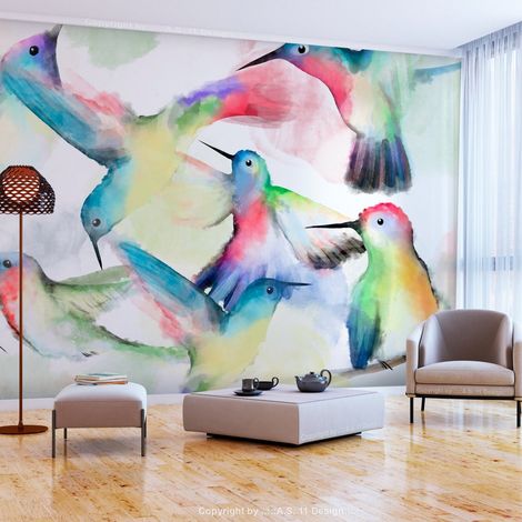 Papier peint Watercolor Birds - 300 x 210 cm (1/4)