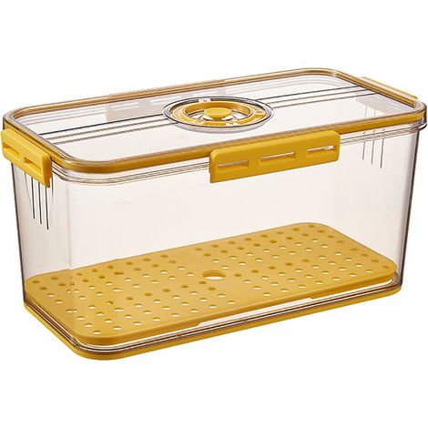 Contenant De Rangement Pour Fruits Et Légumes - Avec Minuterie De Date D'Utilisation - Bac À Égouttage Intégré - Couvercle À Fermeture Latérale - Transparent - 5 Pièces (1/5)