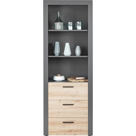 LIBRERIA SCAFFALE CORBETO MOBILE CASA UFFICIO ANTRACITE ROVERE 68.6x41.6x190CM (1/5)